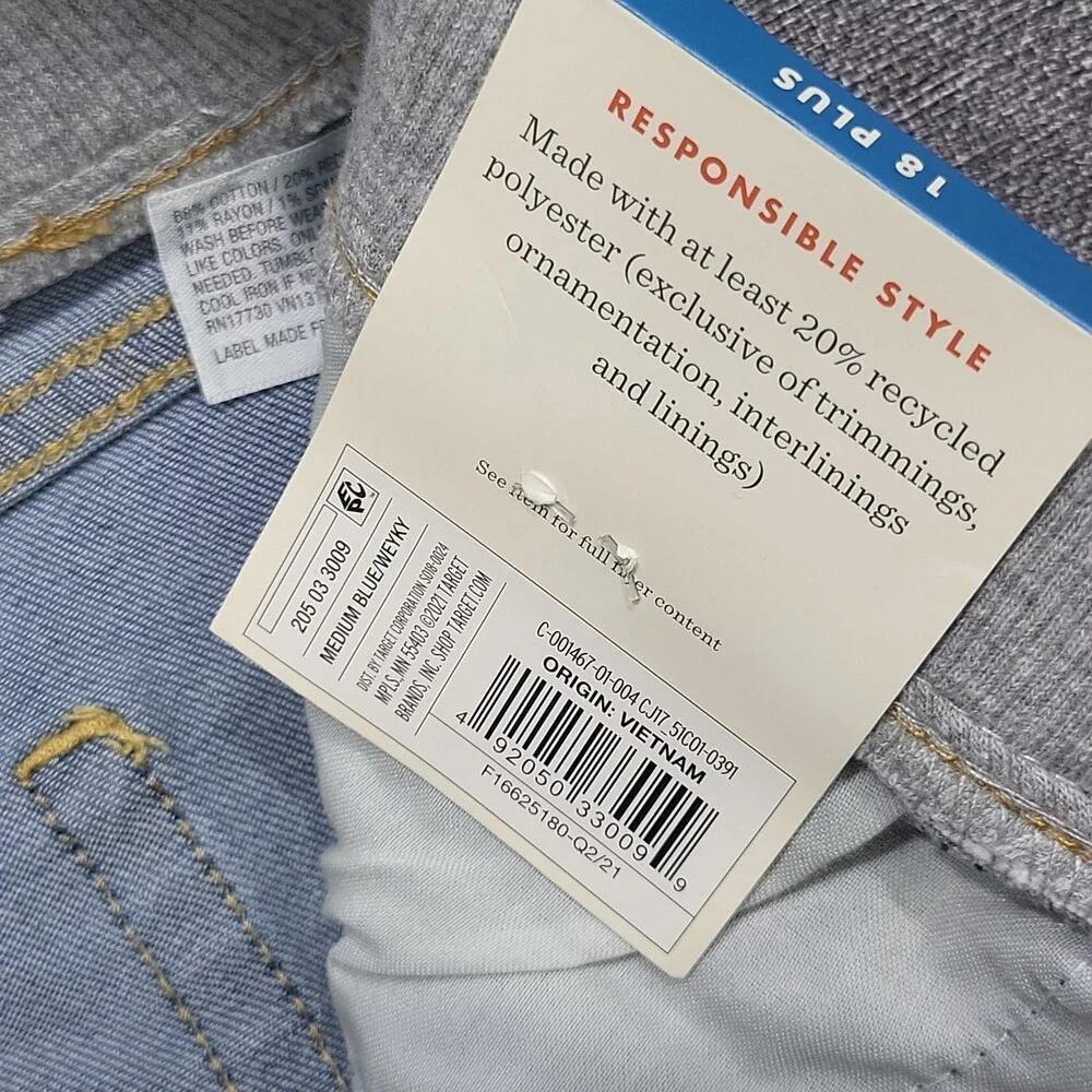 Girls Pull On Skinny Jeans - Cat & Jack Medium Wash Blue Size 18 Plus